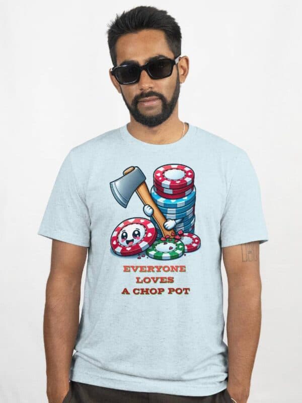 a man wearing sunglasses and a t-shirt with a graphic design on it