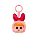 Labubu Crybaby Blossom nøkkelring med rosa kaninhette