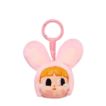 Labubu Crybaby Bunny Blossom nøkkelring med rosa kaninører