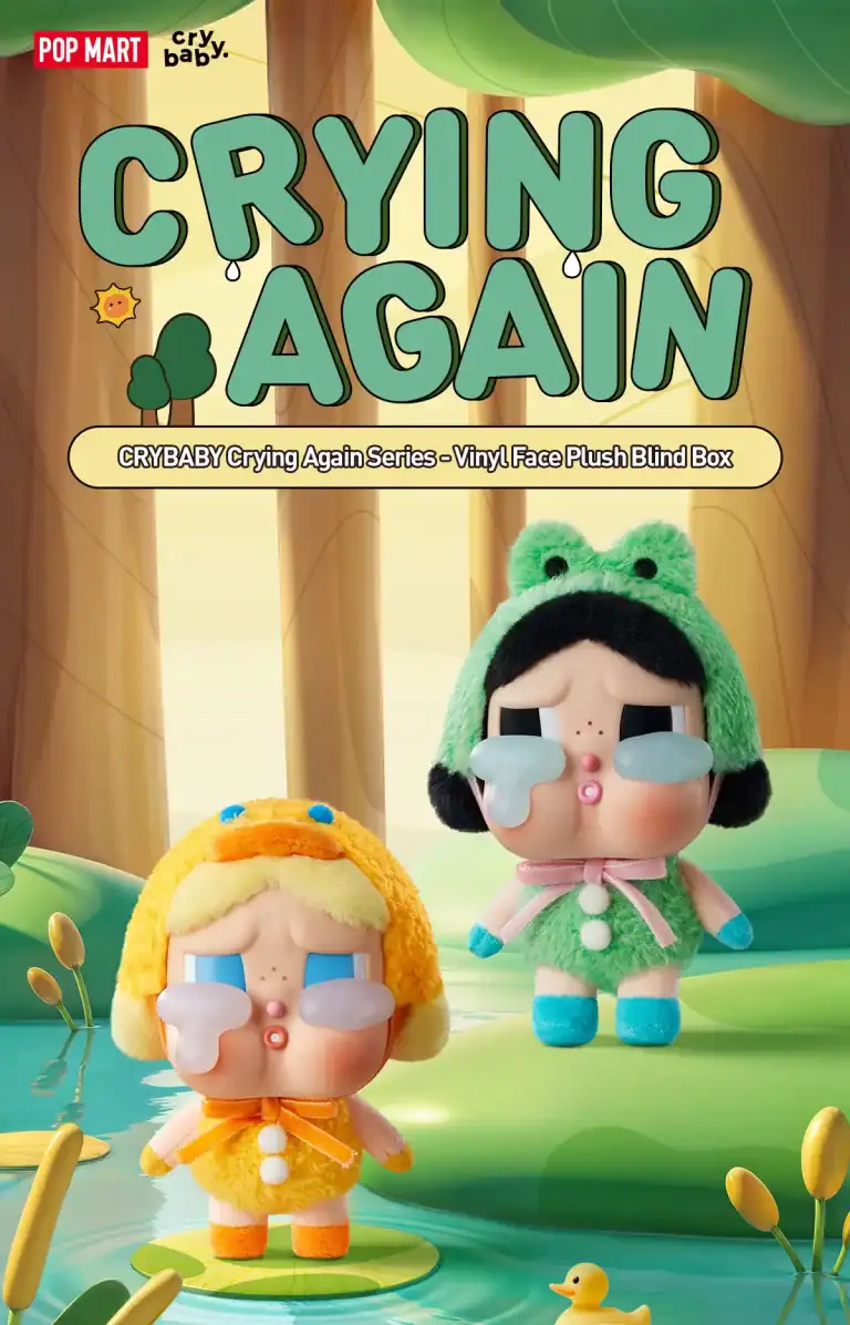 Labubu Crybaby Crying Again med dukke i frossekostyme, samt en dukke i andekostyme.