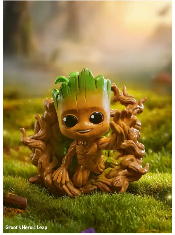 Popmart Marvel "Groot's Heroic Leap" figur i blind boks