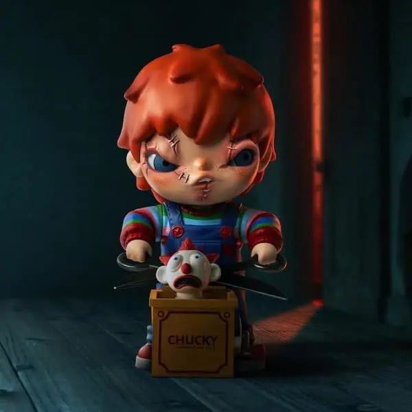 Hirono Chucky figur med Jack-in-the-box, detaljert skrekk-samleobjekt