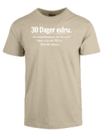 Sandfarget T-skjorte med teksten "30 Dager edru" trykt i hvitt