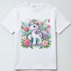 Flower Crown Unicorn T-skjorte til barn