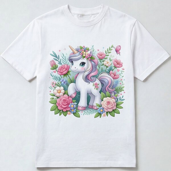 Flower Crown Unicorn T-skjorte til barn