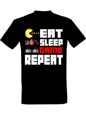 Eat sleep game repeat – Kul gaming t-skjorte | Gave til gamer